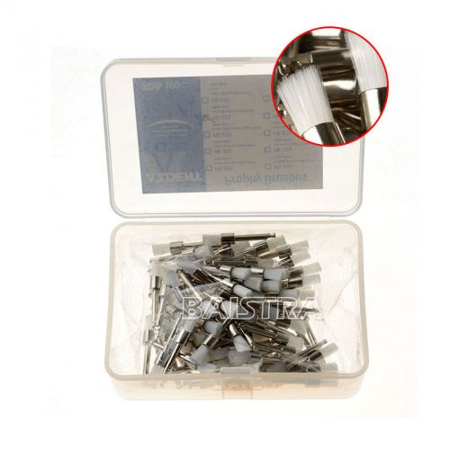 NEW Dental White Nylon Polishing Brush Prophy Brush Flat Type 100PCs/Box