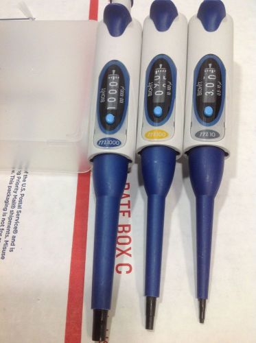 Set of 3 Biohit mLINE Single Channel Pipette M10, M100, M1000, #4