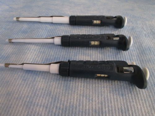 Gilson Pipetman Set Micropipette pipet P20, P200, + P1000 CALIBRATED Lot 9