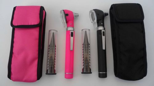 Superb quality Black &amp; Pink Mini Otoscope Fibre Optic Bright &amp; Cool LED Bulb