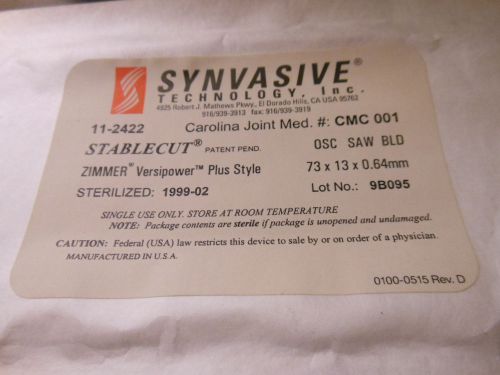 Five zimmer 11-2422 synvasive stable cut osc saw blade (73x13x0.64mm) for sale