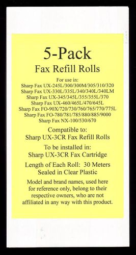 5-pack ux-3cr fax refill rolls for sharp ux-330l ux-335l ux-340 ux-340l ux-340lm for sale