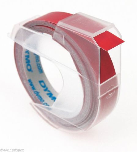 Dymo  3/8&#034; W X 9.8&#039; L (9mm x 3m) Self Adhesive Embossing Label Tapes 5201-02 RED