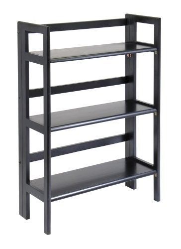 Black Winsome Wooden shoes Stackable Folding 3-Tier Shelf, Black  bookcase ps