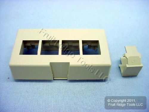 Leviton Ivory Quickport 4-Port Cubicle Wallplate Data Faceplate DEEP 49900-EI4