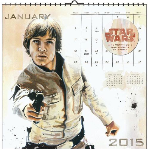 STAR WARS SAGA - 2015 ART WALL CALENDAR BRAND NEW - WATERCOLORS 856063