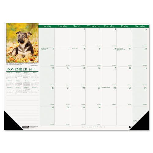 House Of Doolittle Puppies Photographic Monthly Desk Pad Calendar, 18 1/2 x 13