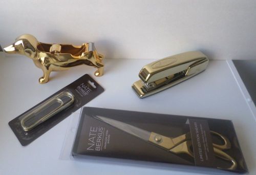 Nate Berkus Swingline Gold Stapler, Scissors, Dachshund Tape Dispenser, Clips