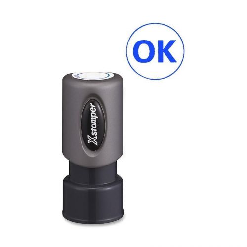 Shachihata Xstamper 11357 Specialty Stamp, Pre-Inked &#034;OK&#034;, 5/8 in., Blue Ink