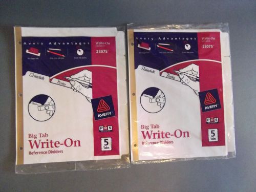 Avery Big Tab Write-on Reference Dividers. Set of 5. 23075. NIP