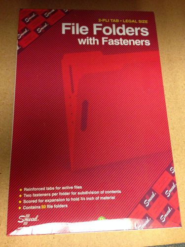 Smead 17140 Folders, Two Fasteners 1/3 Cut Assorted Top Tab LEGAL Green 50 / Box