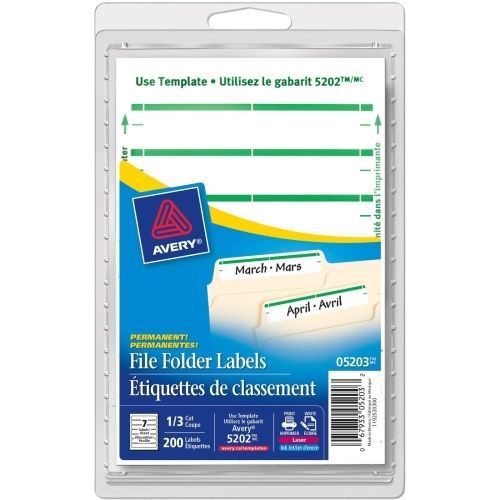 Avery Filing Label - 0.69&#034; W x 3.44&#034; L - 252 / Pack - Laser, Inkjet - Green