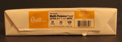 Quill premium multi-purpose printer paper 8.5&#034; x 11&#034; 97 bright, 20 lb 500 sheet for sale