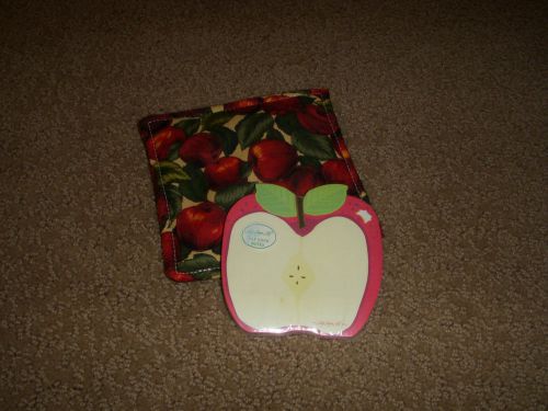 Apple Fabric Beaded Coaster &amp; Apple Self Stick Notes - New &amp; Sealed!