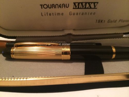 NIB $299 18KT GOLD p TOURNEAU MMXV BLACK TIE ROLLERBALL PEN GERMAN ENGINEERING!!