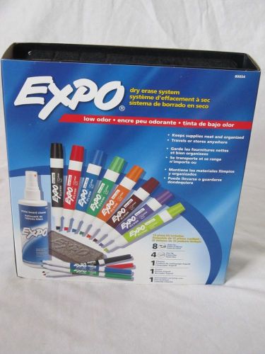 EXPO DRY ERASE SYSTEM 12 MARKERS CHISEL/FINE TIP CLEANER ERASER CASE NIB