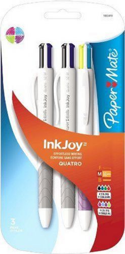Set of 3 PAPER MATE InkJoy Quatro * 4 COLOR PENS ~ 8 Different Colors