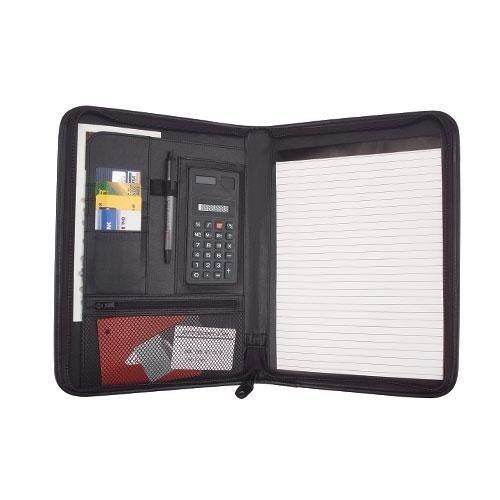 10 business zippered padfolio w calculator notepad organizer wholesale bulk for sale