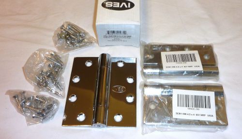 3 ives 3cb1hw 4.5&#034; x 4&#034; 651 nrp full mortise butt door hinges bright chrome new for sale