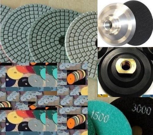 4&#034; Diamond Polishing Pad 250 Pcs + Aluminum Rubber Backer GRANITE Stone Concrete