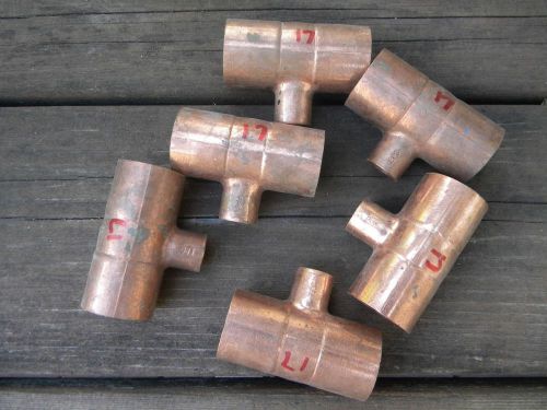 LOT of 6  1&#034;  x 1&#034;  x 1/2 &#034;  COPPER TEE