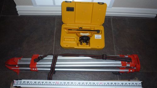 BERGER INSTRUMENT 135 TRANSIT LEVEL SURVEY w/ CASE, Tripod &amp; 8&#039; Measuring Rod