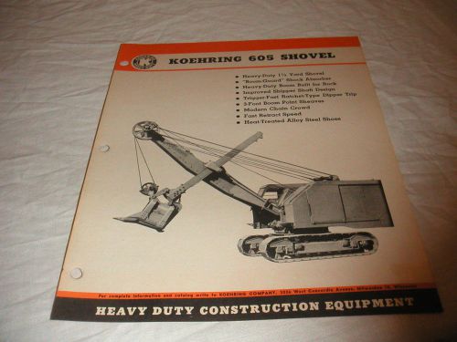 1945 KOEHRING MODEL 605 SHOVEL CRAWLER CRANE SALES BROCHURE