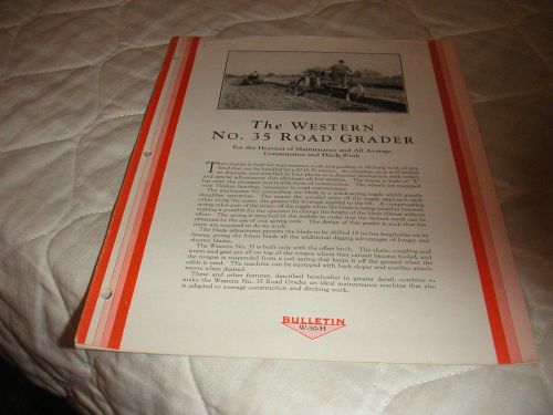 1930 WESTERN NO. 35 ROAD GRADER SALES BROCHURE