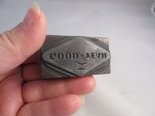 Vtg wood block industrial letterpress printers block.Good Year Tires logo