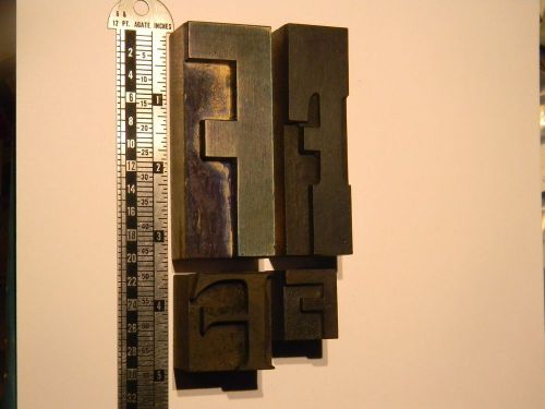 Lot of 4 Antique Letterpress wood type Letter F printing blocks pinterest crafts