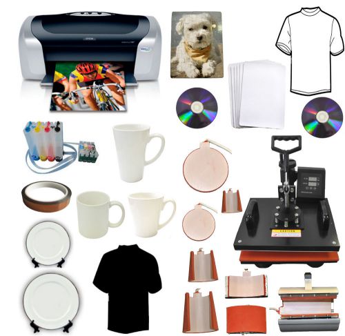 New 8in1heat transfer press,epson printer c88,ciss,diy t-shirts,mugs,hats,plates for sale