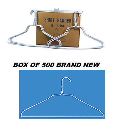 Case of 500 White 18&#034; Wire Shirt Clothes Hangers ***NEW***