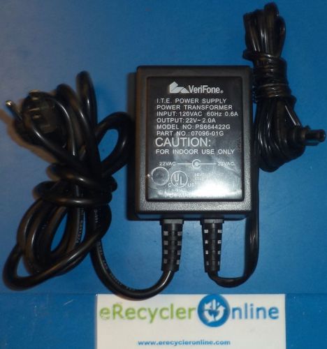 Verifone PS664422G 07096-01G ITE AC Power Adapter 120V-0.6A 60Hz 22V-2.0A