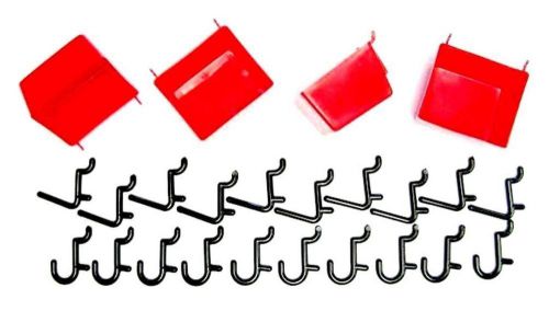 5 Red Bins &amp; 40 Locking Peg Hooks - Pegboard Tools or Crafts # F*