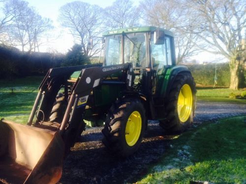 John deere tractor 6200 loader  bucket &amp; forks low hrs 5656 40kph box no vat for sale