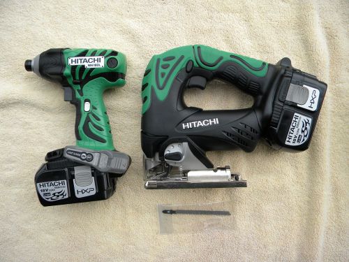 HITACHI 18V CORDLESS WH18DL IMPACT, CJ18DL JIG SAW, 2 EBM1830 BATTERIES 18 VOLT