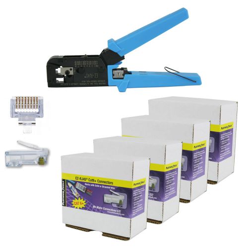 Platinum Tools 100004C EZ-RJ45 Crimper Tool with EZ-RJ45 Cat 6+ 400 Connectors