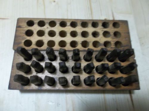 Vintage 28 piece STEEL LETTER PUNCH SET alphabet Metal Marking Die Stamp Tool