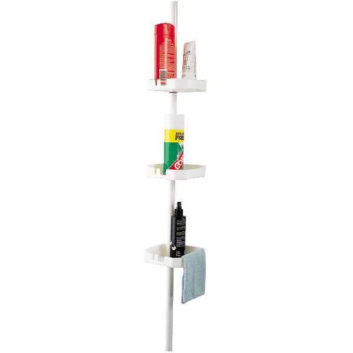 Zenith 3-Shelf Tension Pole Corner Shower Caddy-WHITE SHOWER CADDY