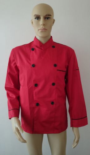 Long sleeve kitchen cook working uniform chef waiter waitress coat jacket red for sale