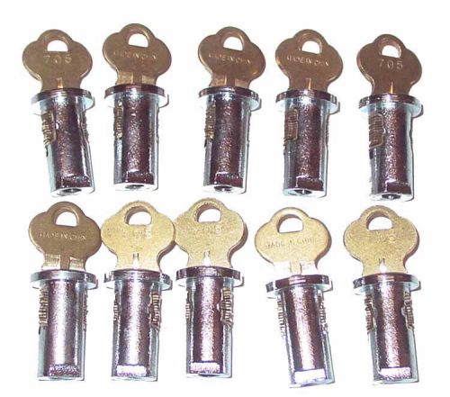 Lot of 10 oak and northwestern gumball vendor lock nc705 key for sale