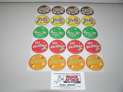 VENDSTAR 3000 BULK CANDY VENDING MACHINE / (20) CANDY LABEL STICKERS - NEW OEM