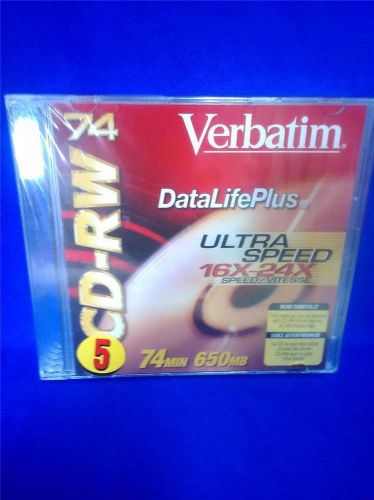 Verbatim CD RW DataLife Plus  Ultra Speed 16X-24X 74 mins 650 MB New In Package