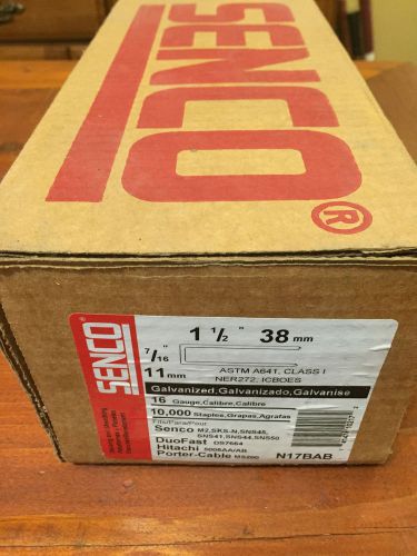 SENCO N17BAB 1 1/2&#034; LONG GALVANIZED STAPLES 7/16&#034; CROWN 16 GAUGE 10000 PIECE BOX