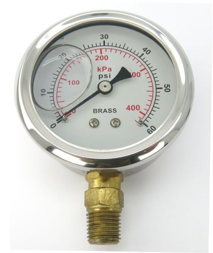 0-60 PSI Liquid filled Gauge, Air Gauge, Pressure Gauge, Hydraulic Fluid Gauge