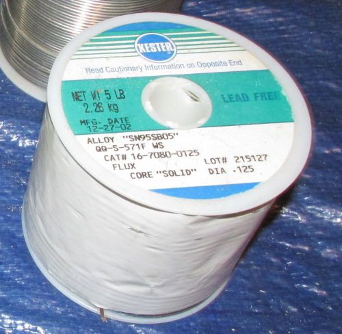 Kester Solder #16-7080-0125  SN 95.0   SB 5.0   .125 Dia.   5 LB Roll