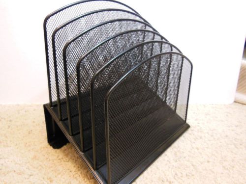 Black Mesh Desk Top Filing Storage Organizer 5 Tiered Slots File Rack