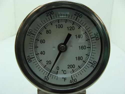 3&#034; BIMETAL THERMOMETER BACK MOUNT 12&#034; STEM 1/2&#034; NPT 50 Degrees F~400 Degrees F