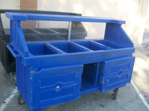 SALAD BAR ON   WHEELS, BLUE , 4COMP, OVERSHELF, SNEEEZE GURAD 900 ITEMS E BAY