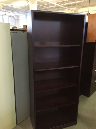 HEAVY DUTY BOOKCASE in MAHOGANY COLOR WOOD 72&#034;H